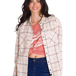 Camisa Manga Larga Mujer Flannel Relaxed L/S Rosa Pálido Cat