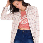 Camisa Manga Larga Mujer Flannel Relaxed L/S Rosa Pálido Cat