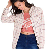 Camisa Manga Larga Mujer Flannel Relaxed L/S Rosa Pálido Cat