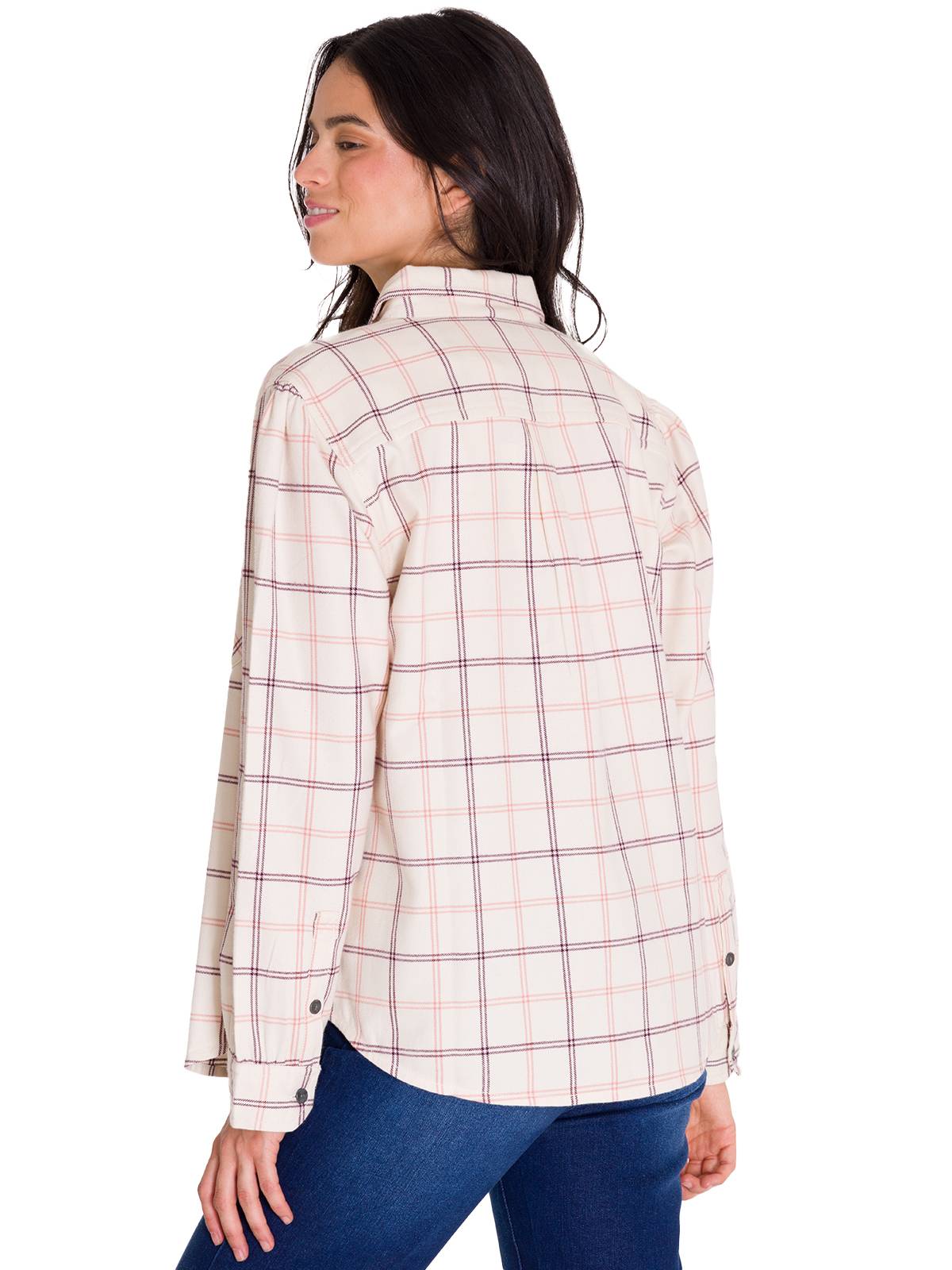 Camisa Manga Larga Mujer Flannel Relaxed L/S Rosa Pálido Cat