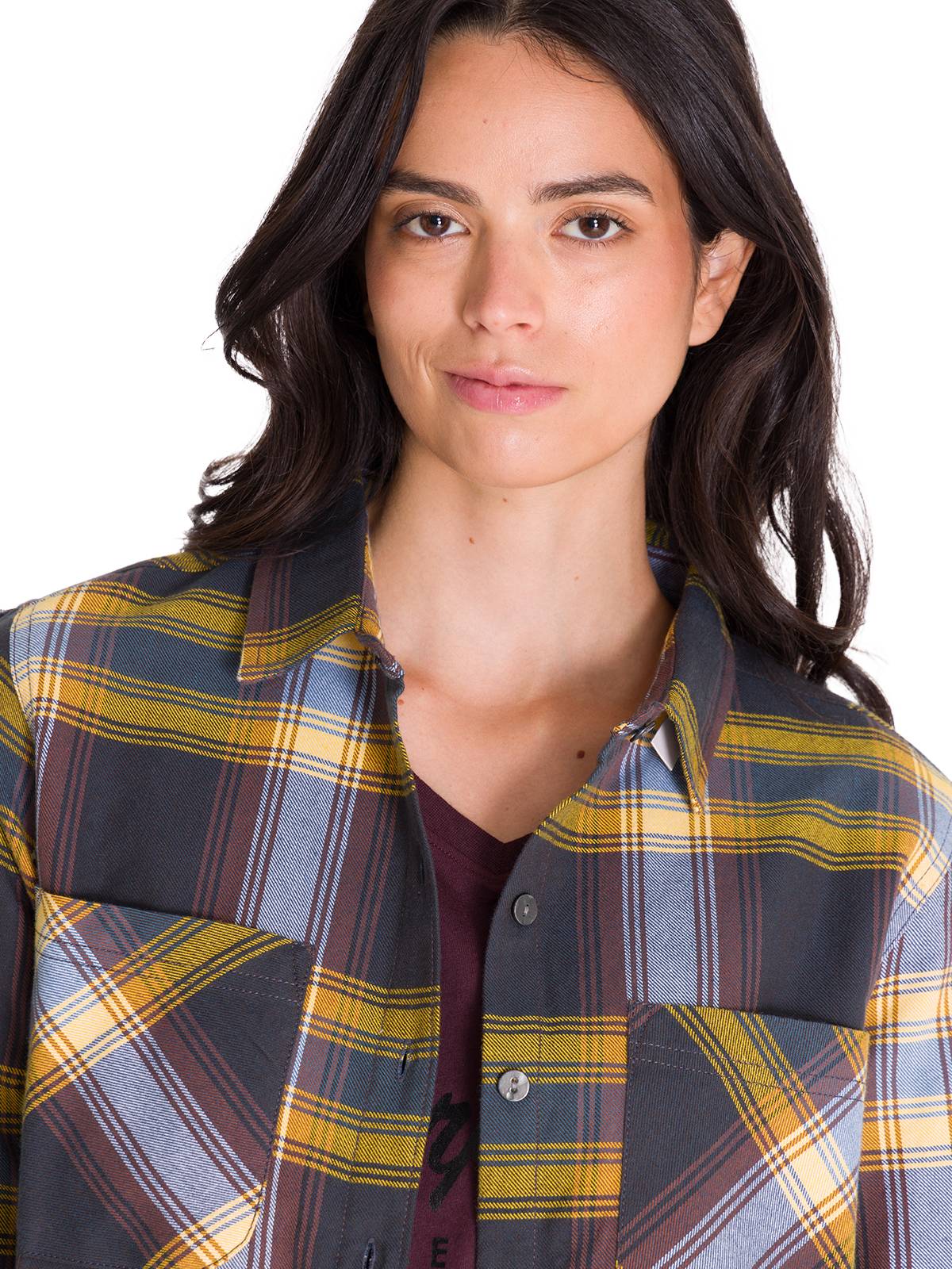 Camisa Manga Larga Mujer Flannel Relaxed L/S Púrpura Cat
