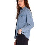 Blusa Manga larga Casual Mujer CHAMBRAY RELAXED L/S SHIRT Azul claro CAT