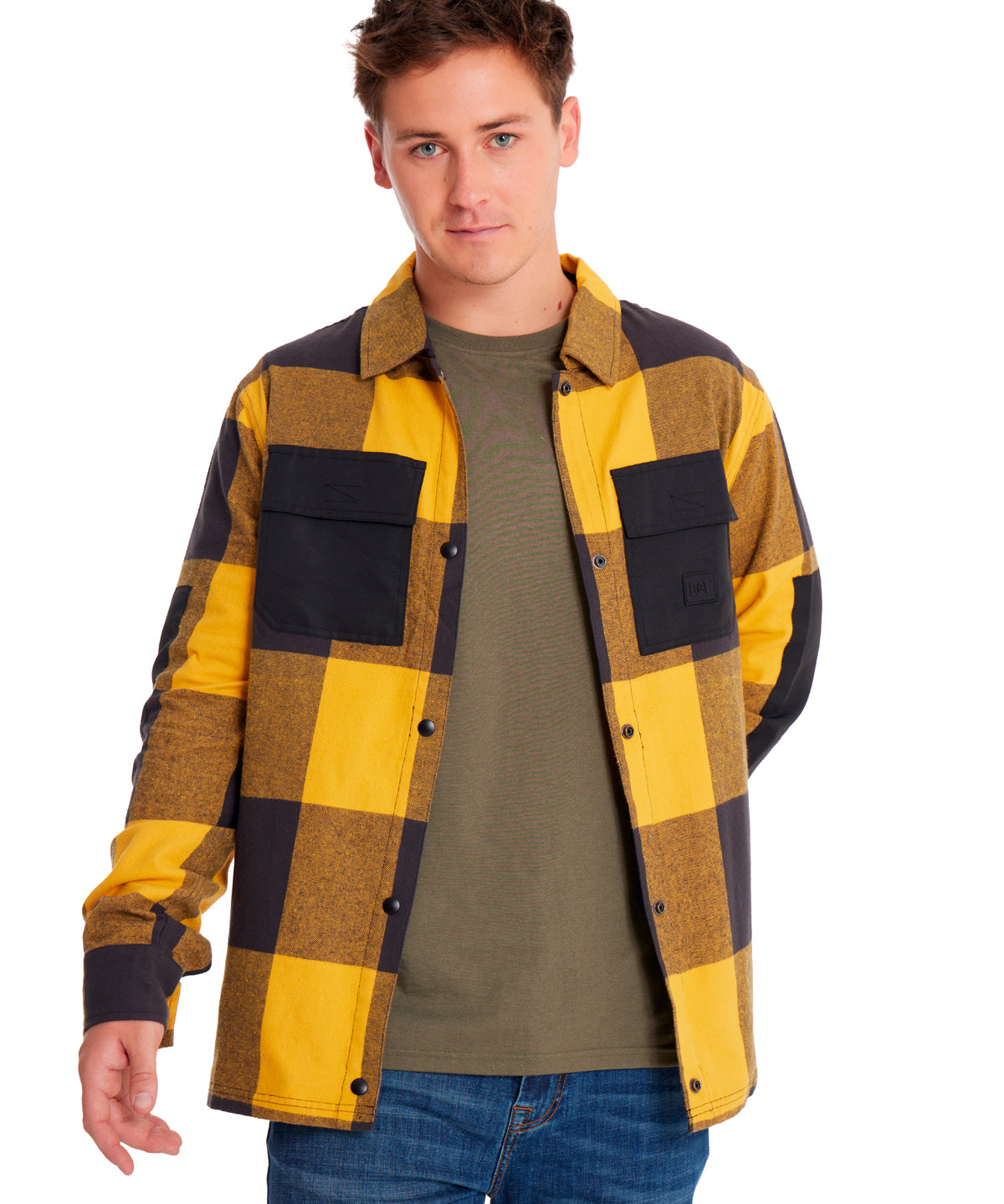 Camisa Manga larga Casual Hombre FLANNEL SNAP FRONT SHIRT JACKET Amarillo CAT