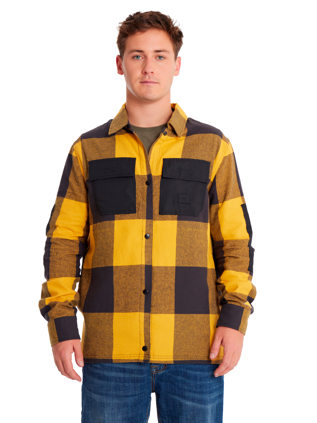 Camisa Manga larga Casual Hombre FLANNEL SNAP FRONT SHIRT JACKET Amarillo CAT