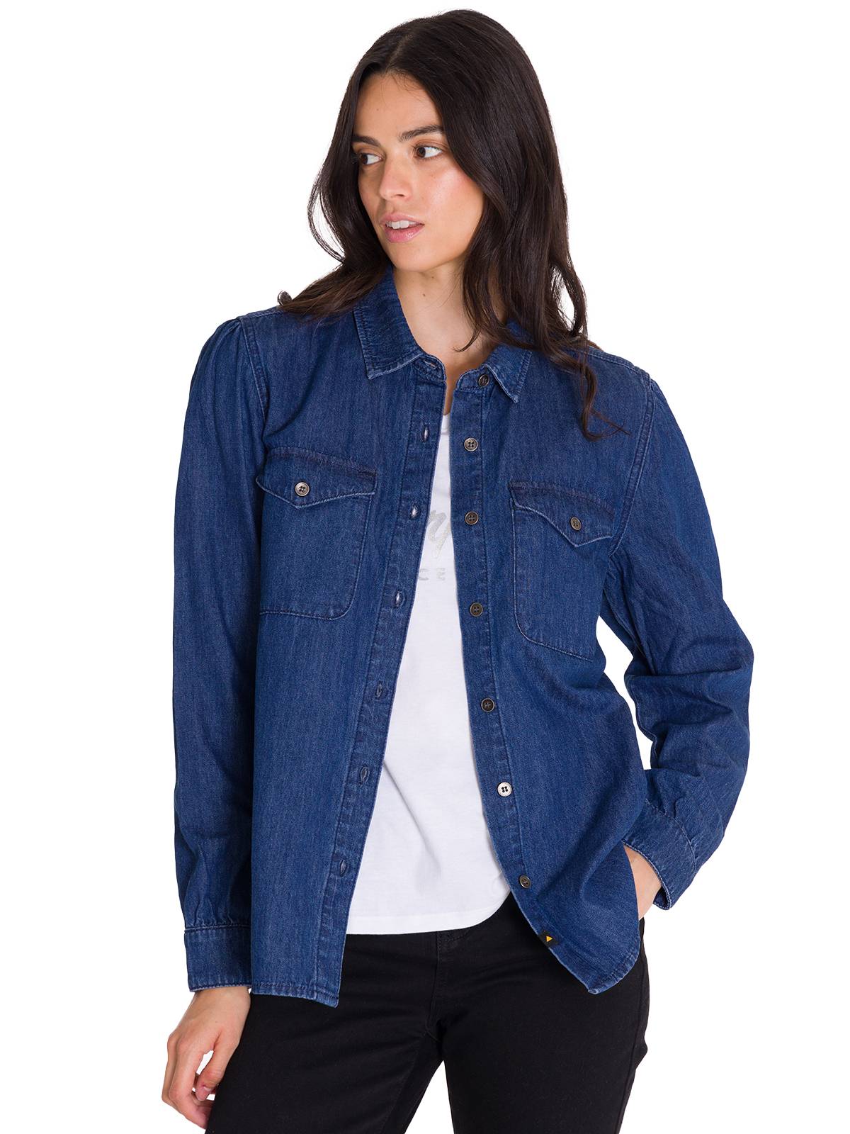 Camisa Manga Larga Casual Mujer DENIM RELAXED L/S Azul Cat