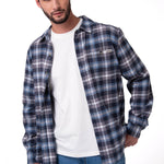 Camisa Manga Larga Hombre Classic Flannel Azul Cat