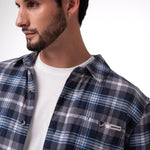 Camisa Manga Larga Hombre Classic Flannel Azul Cat