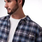 Camisa Manga Larga Hombre Classic Flannel Azul Cat