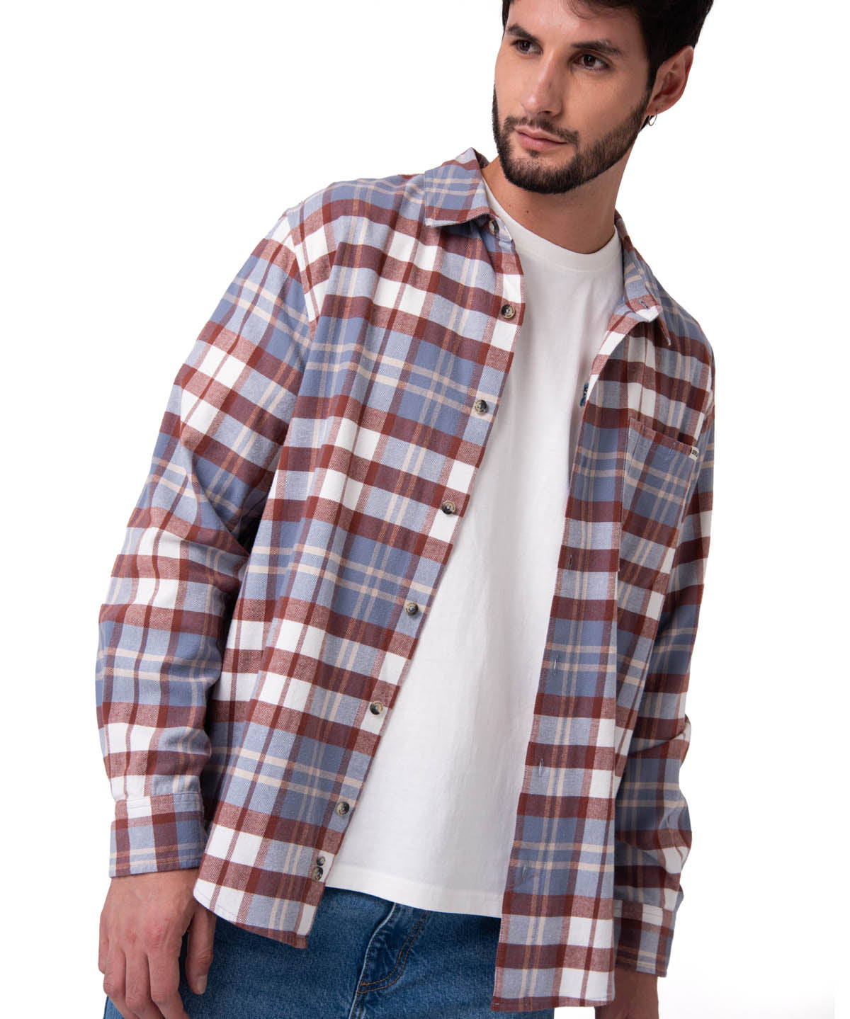 Camisa Manga Larga Hombre Classic Flannel Celeste Cat