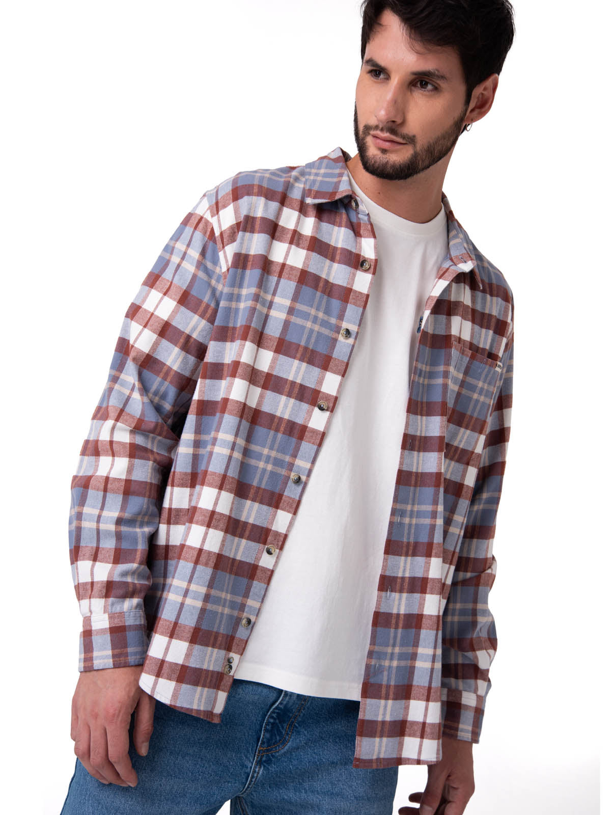 Camisa Manga Larga Hombre Classic Flannel Celeste Cat