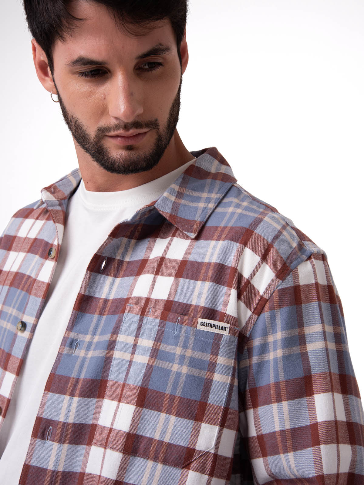 Camisa Manga Larga Hombre Classic Flannel Celeste Cat