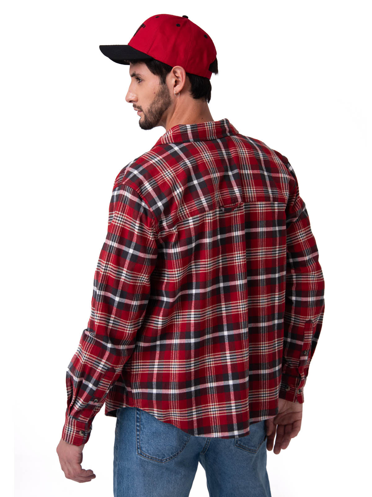 Camisa Manga Larga Hombre Classic Flannel Rojo Cat
