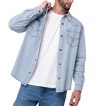 Camisa Denim Manga Larga Hombre Western Celeste Cat