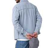 Camisa Denim Manga Larga Hombre Western Celeste Cat