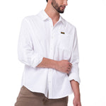 Camisa Manga Larga Hombre Popplin Convertible Blanco Cat