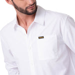 Camisa Manga Larga Hombre Popplin Convertible Blanco Cat