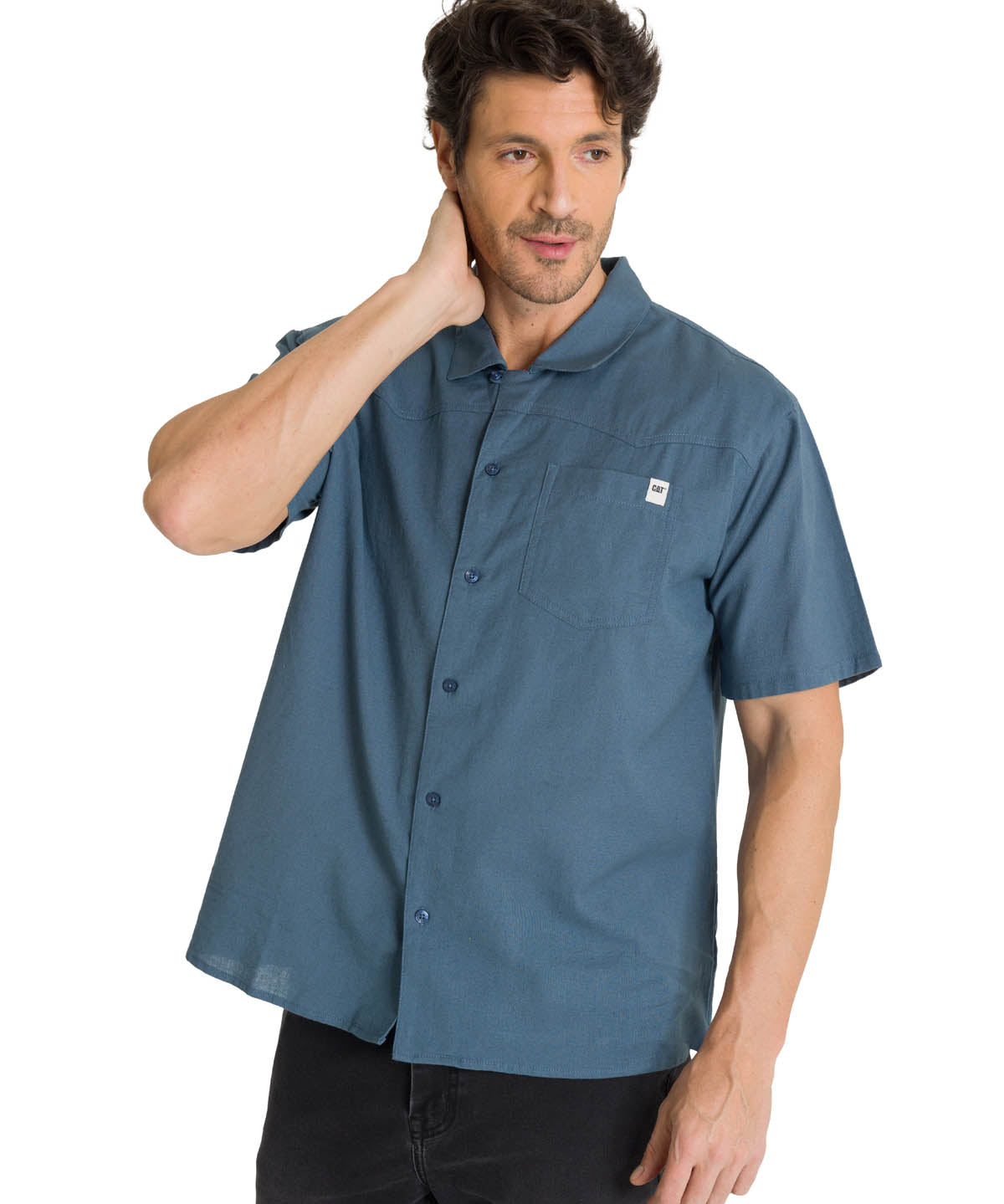 Camisa Manga Corta Hombre Western Camp Azul CAT