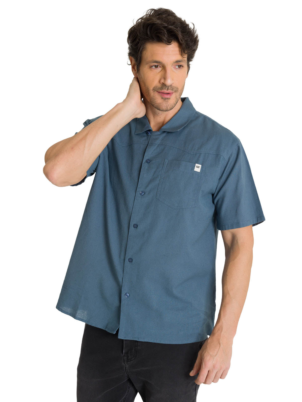 Camisa Manga Corta Hombre Western Camp Azul CAT