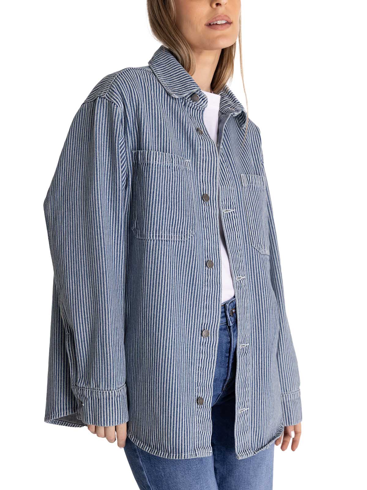 Chaqueta Oversized Mujer Stripe Denim Azul CAT