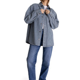 Chaqueta Oversized Mujer Stripe Denim Azul CAT