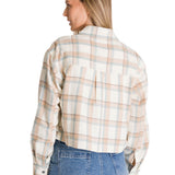 Camisa Manga Larga Mujer Cropped Flannel Beige CAT