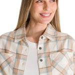 Camisa Manga Larga Mujer Cropped Flannel Beige CAT