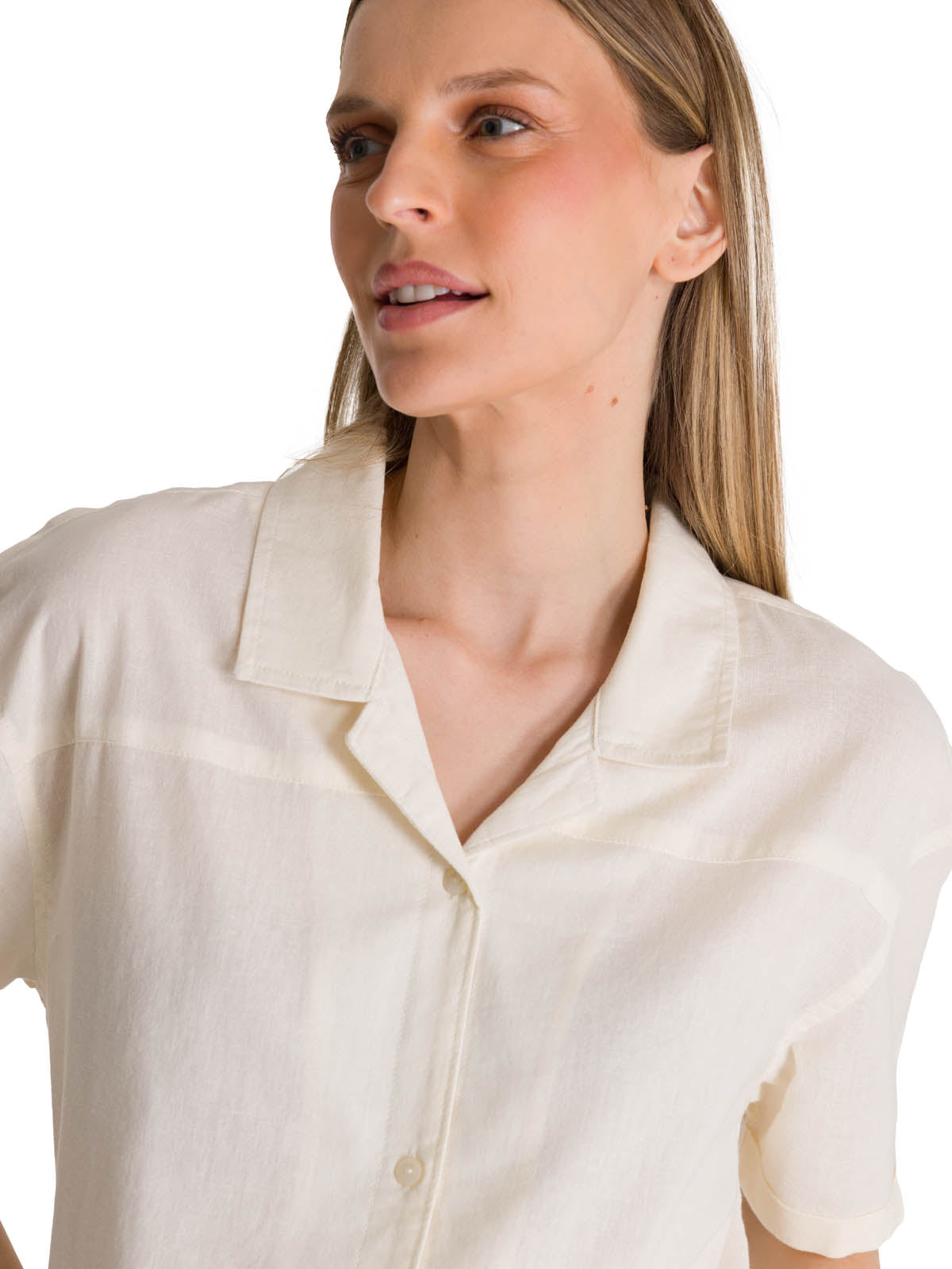 Camisa Manga Corta Mujer Lightweight Camp Blanco CAT