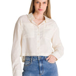 Camisa Manga Larga Mujer Cropped Blanco CAT