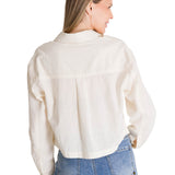 Camisa Manga Larga Mujer Cropped Blanco CAT