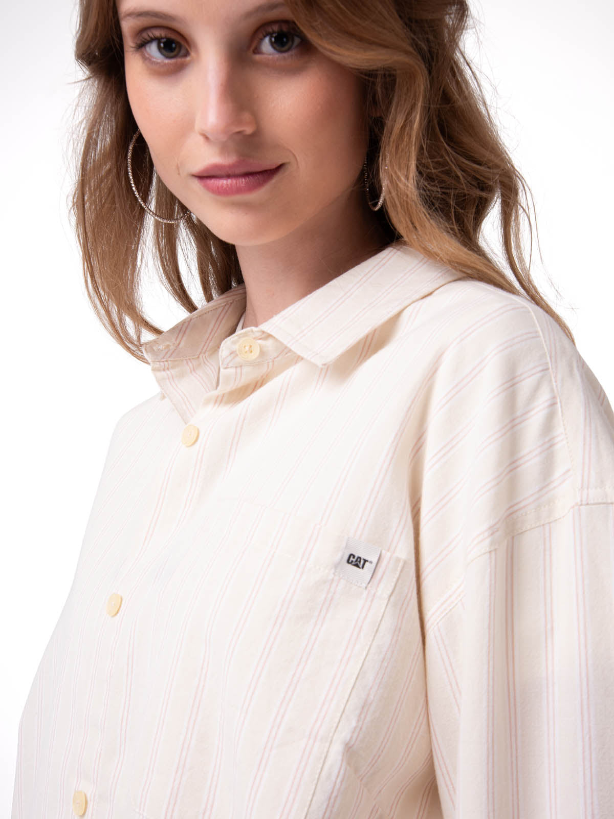 Camisa Manga Larga Mujer Oversized Blanco Cat