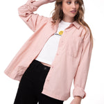 Camisa Manga Larga Mujer Oversized Rosa Cat