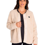 Polar Casual Mujer Long Button Front Sherpa Jacket Beige/Crudo Cat
