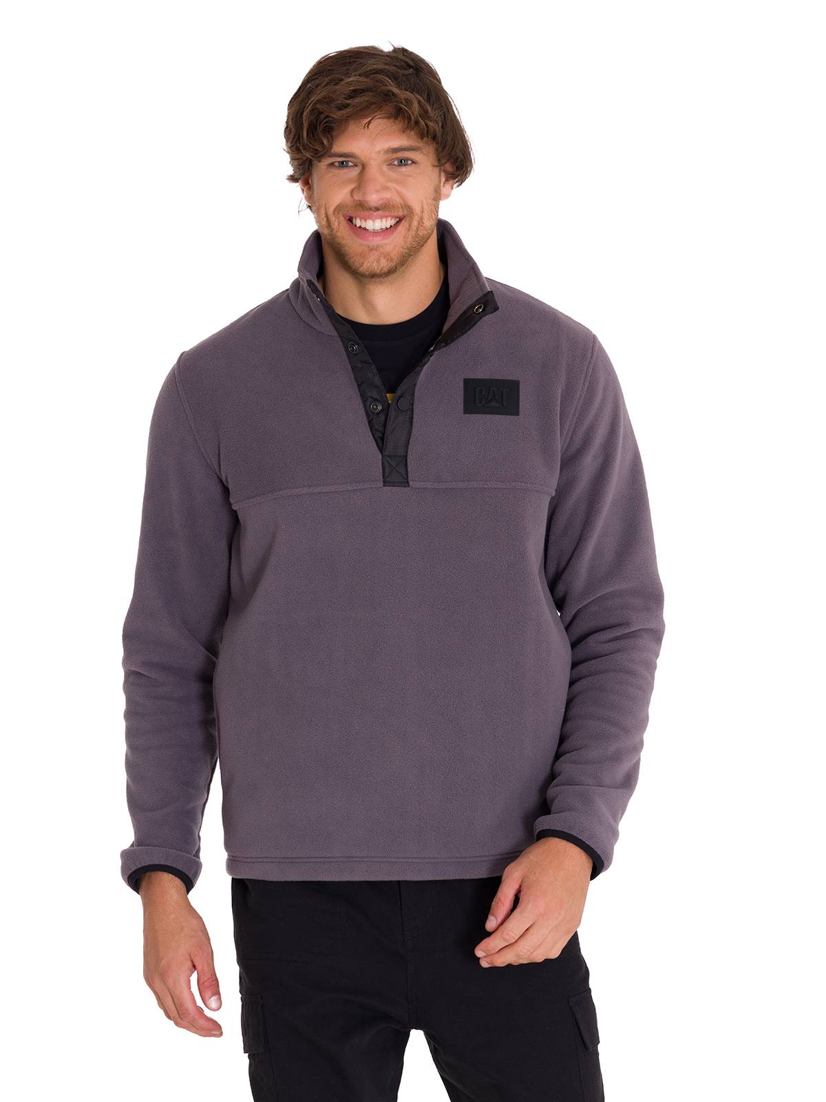 Polar Manga Larga Hombre Fleece Half Snap Gris Oscuro Cat