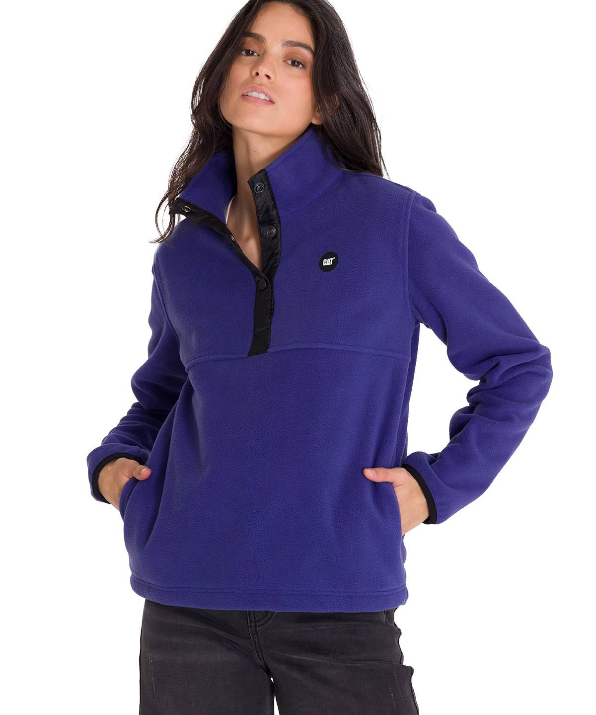 Polar Manga Larga Mujer W Polar Fleece Half Snap Po Azul Cat