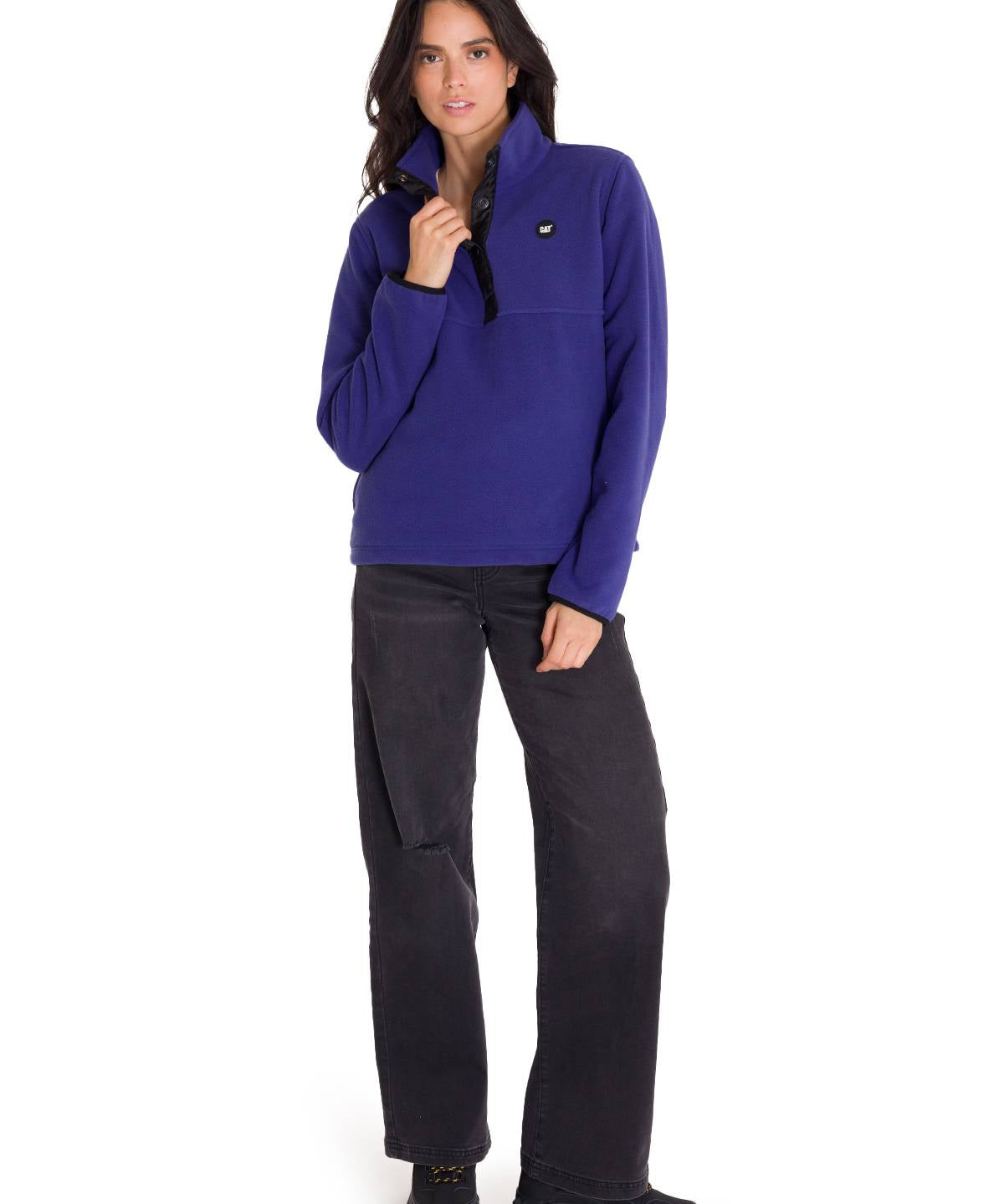 Polar Manga Larga Mujer W Polar Fleece Half Snap Po Azul Cat
