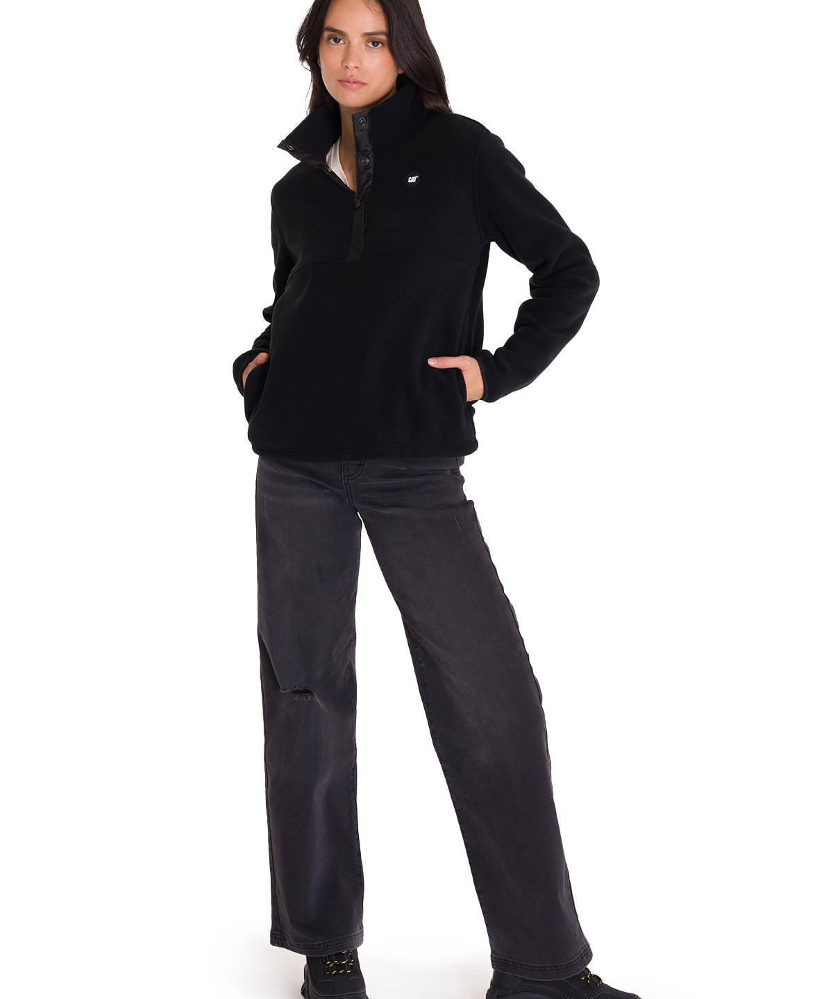 Polar Manga Larga Mujer W Polar Fleece Half Snap Po Negro Cat