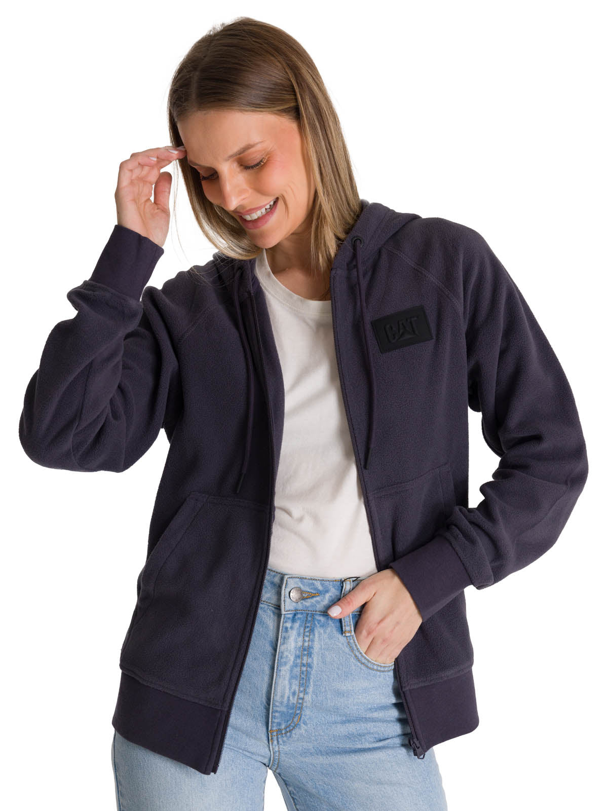 Polerón Unisex Microfleece Full Zip Gris CAT
