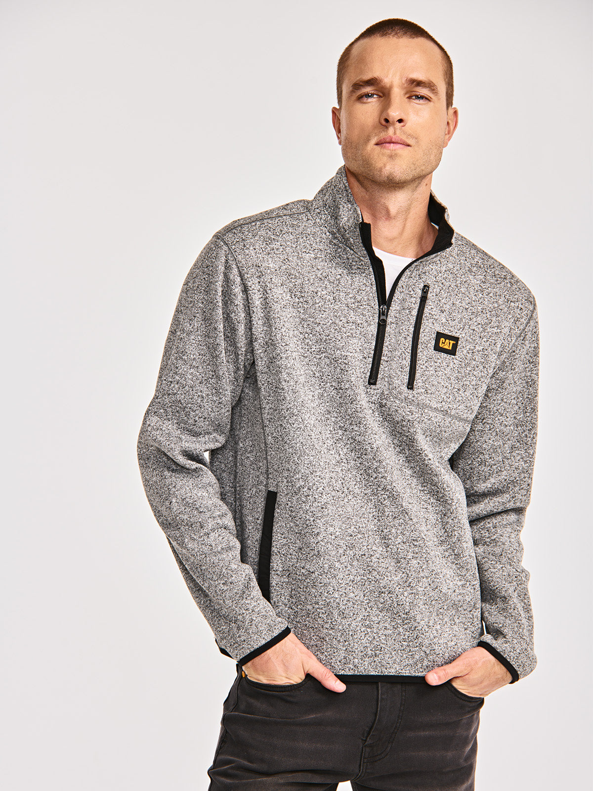 Polar Casual Hombre SWEATER FLEECE QUARTER ZIP JACKET Gris CAT