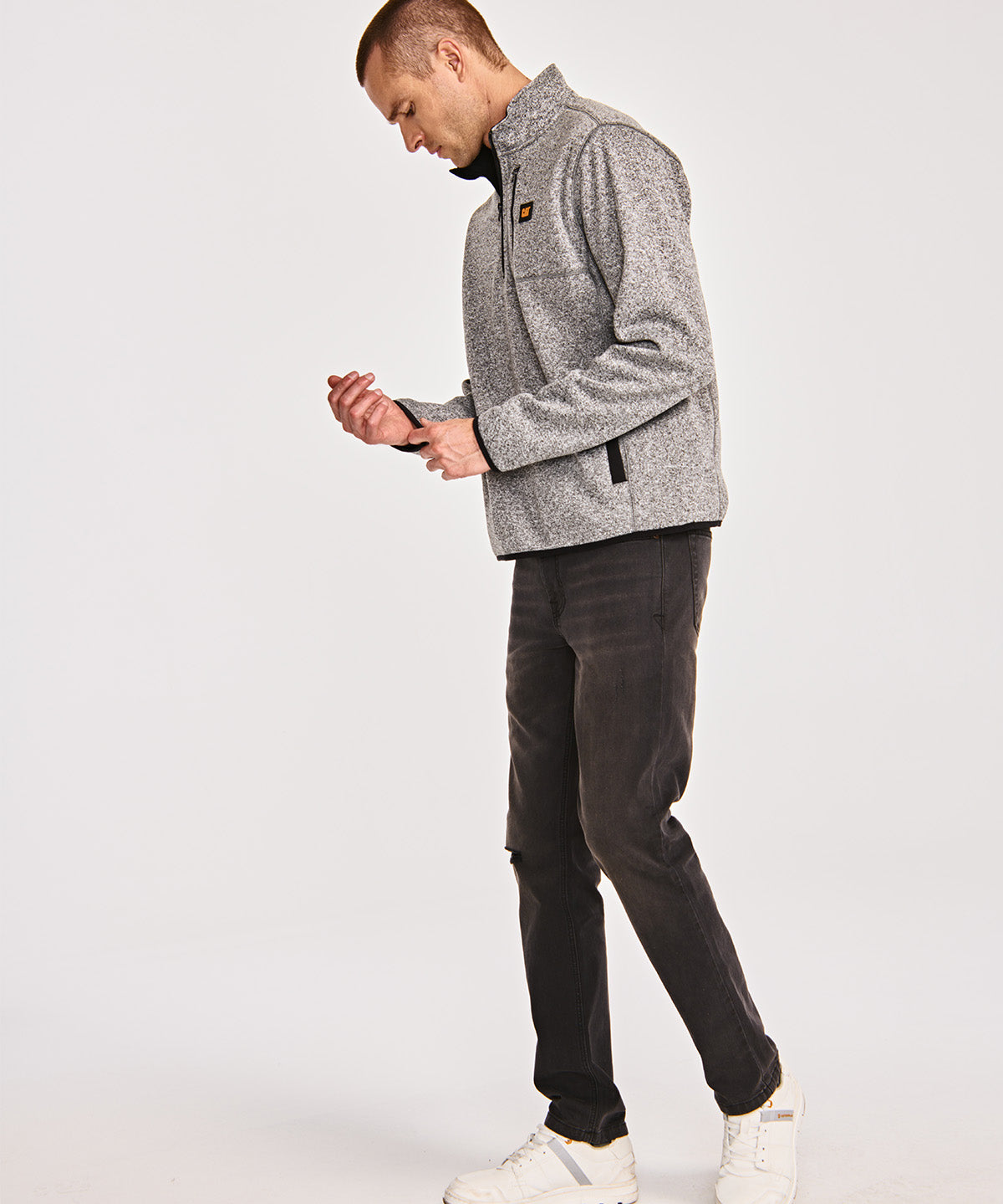 Polar Casual Hombre SWEATER FLEECE QUARTER ZIP JACKET Gris CAT
