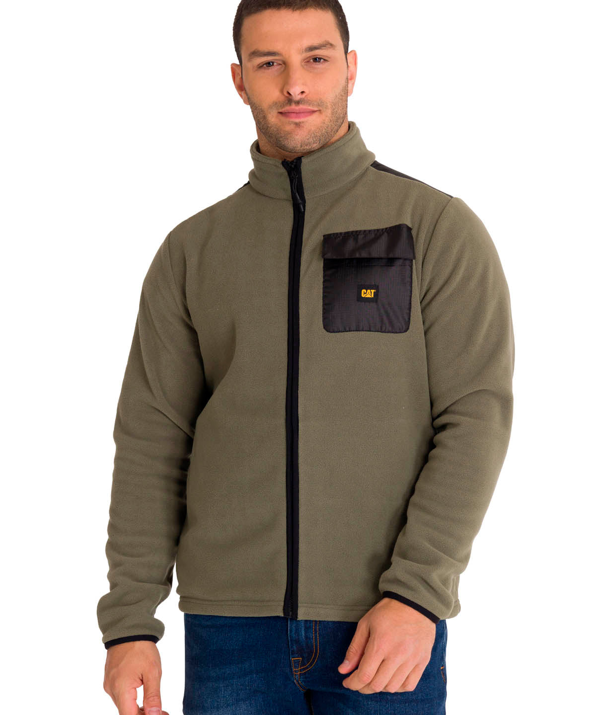 Polar Manga Larga Hombre Fleece Utility Full Zip Oliva Cat