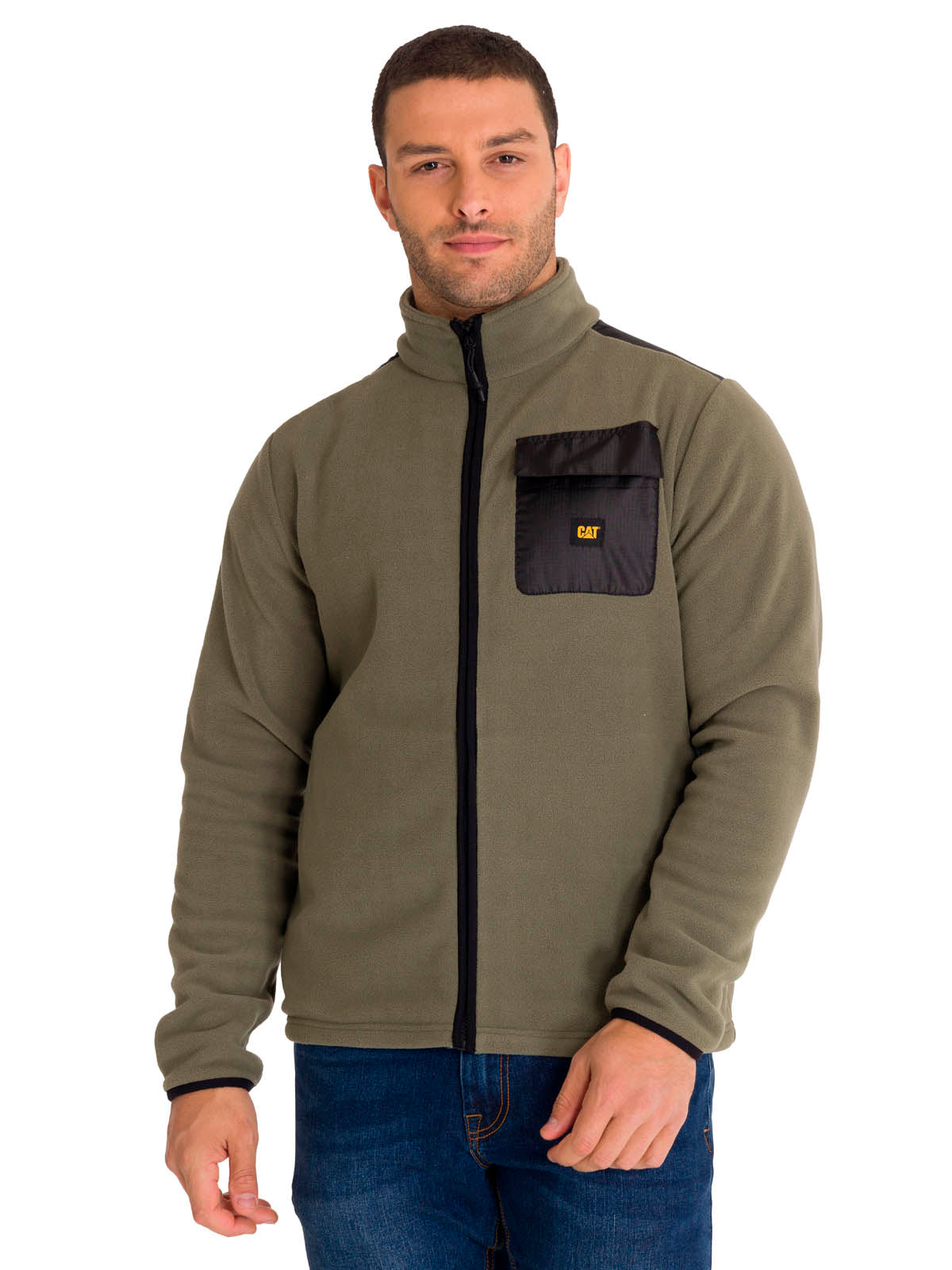 Polar Manga Larga Hombre Fleece Utility Full Zip Oliva Cat