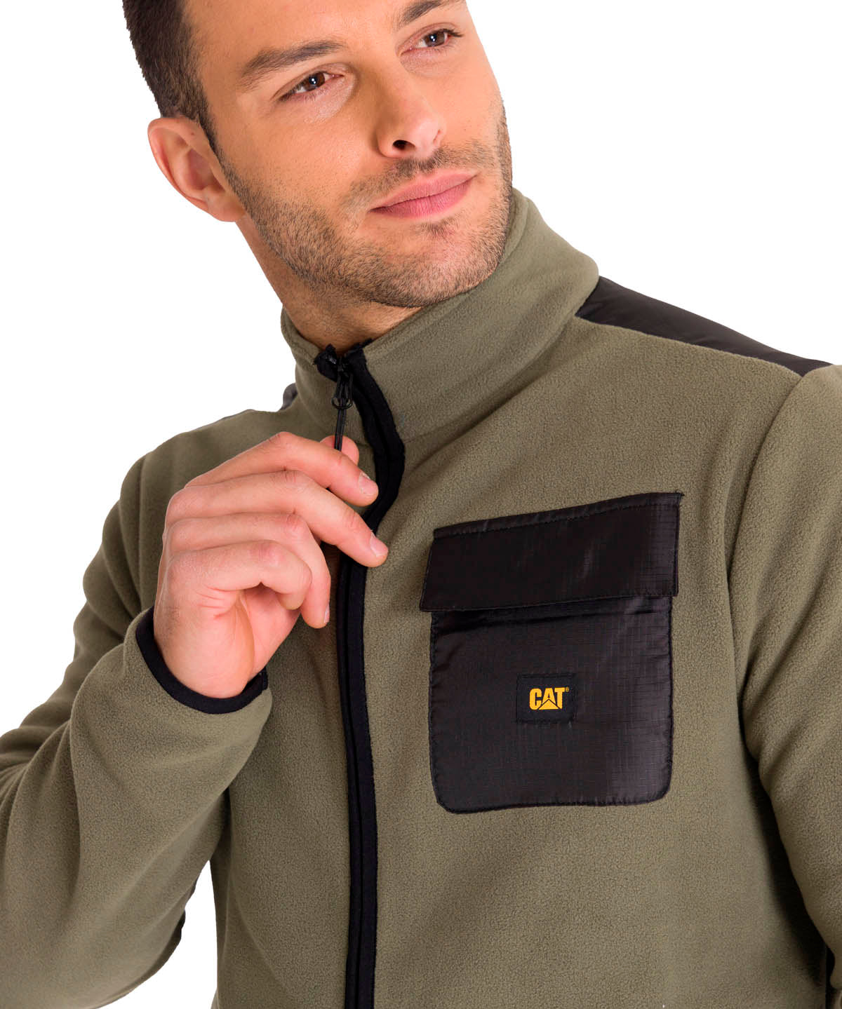 Polar Manga Larga Hombre Fleece Utility Full Zip Oliva Cat