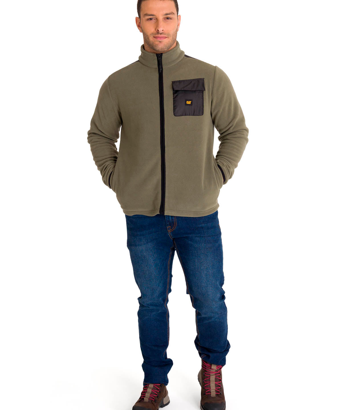 Polar Manga Larga Hombre Fleece Utility Full Zip Oliva Cat