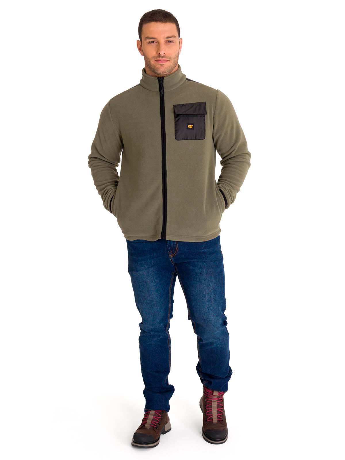 Polar Manga Larga Hombre Fleece Utility Full Zip Oliva Cat