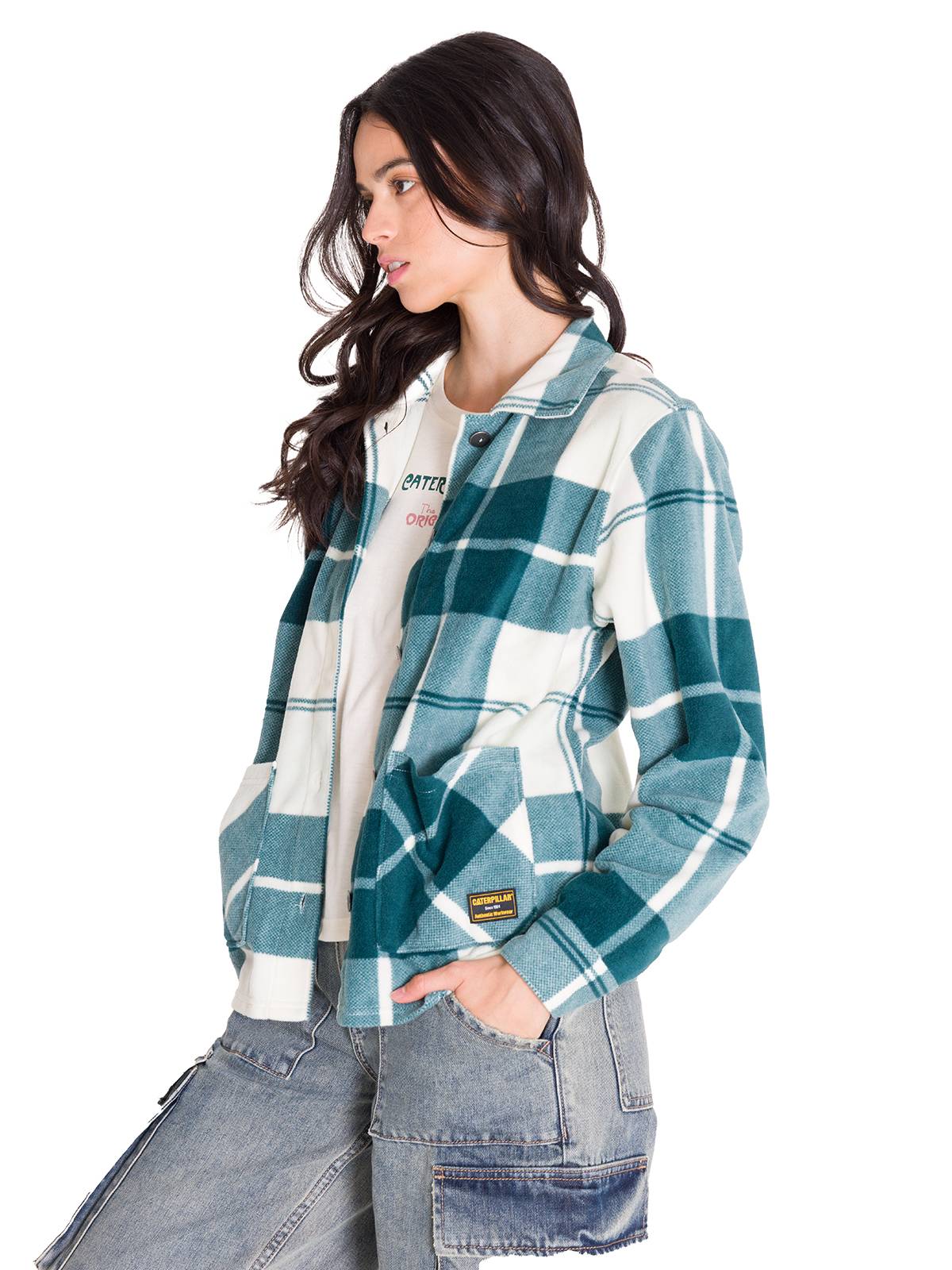 Chaqueta Manga Larga Mujer W Microfleece Shirt Verde Petróleo Cat