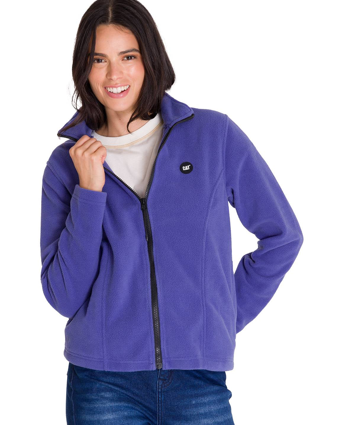 Polar Manga Larga Mujer W Microfleece Full Zip Azul Cat