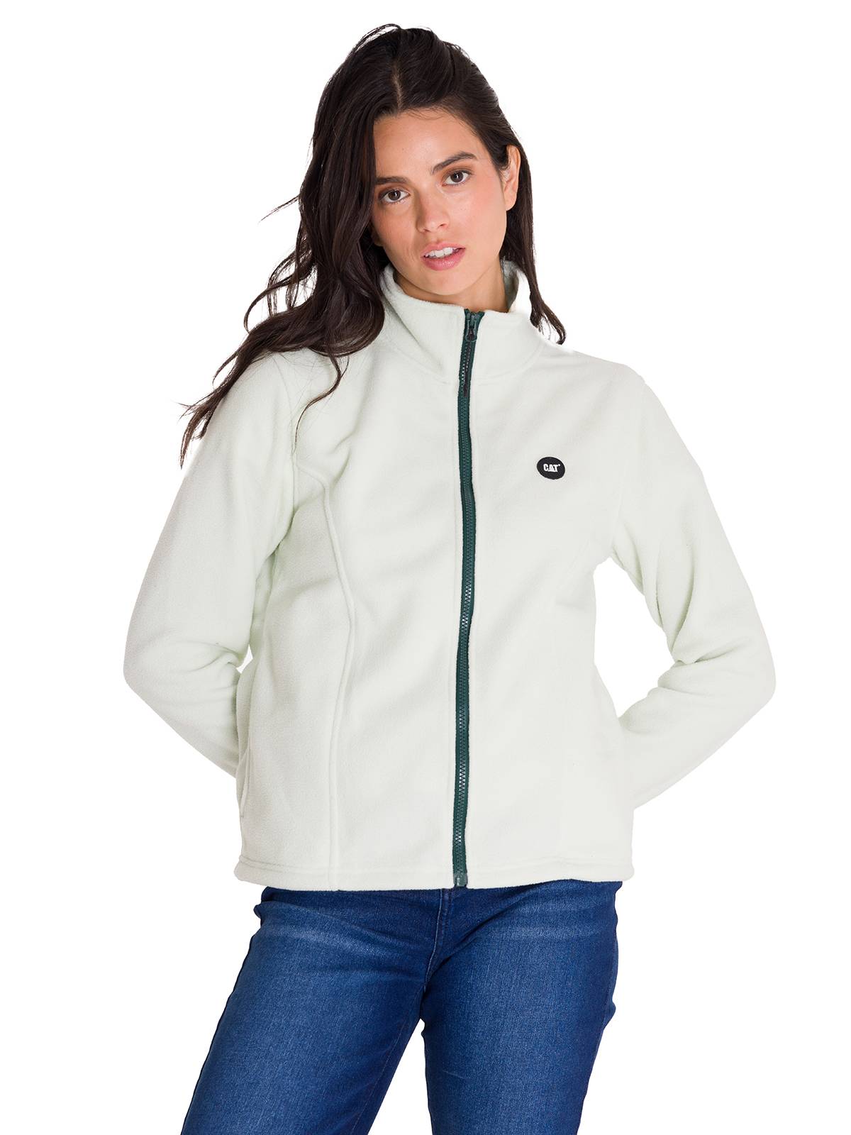 Polar Manga Larga Mujer W Microfleece Full Zip Oliva Claro Cat