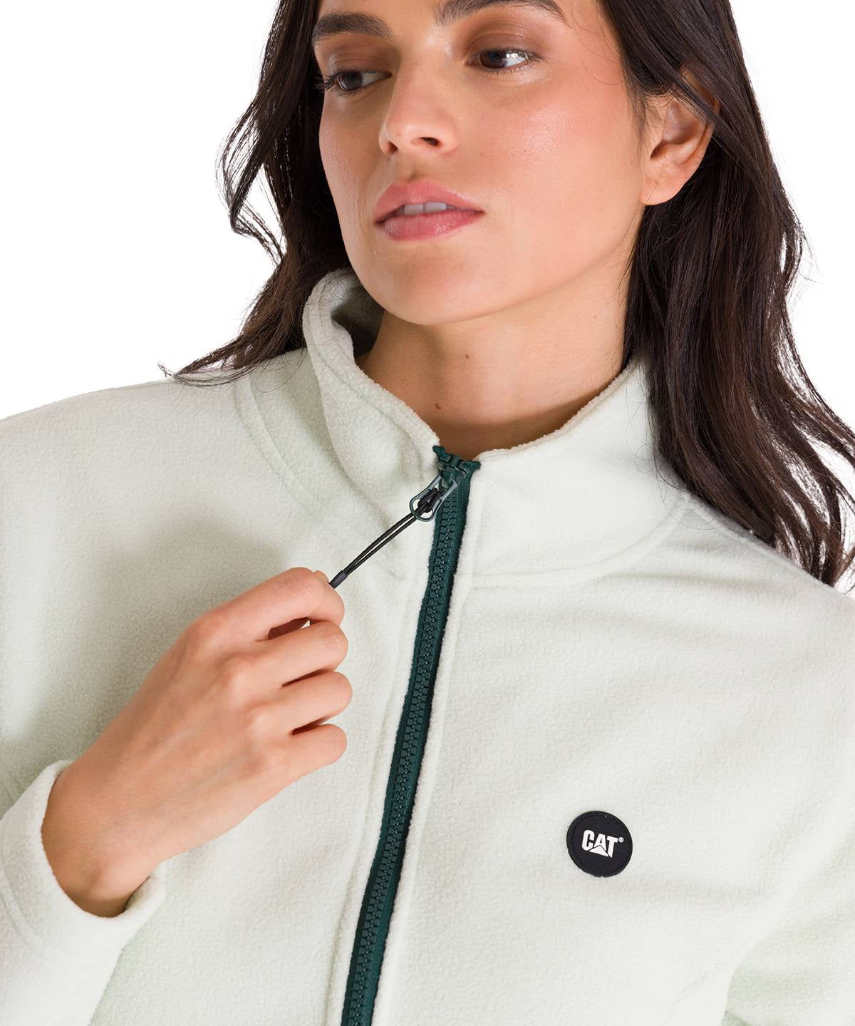 Polar Manga Larga Mujer W Microfleece Full Zip Oliva Claro Cat