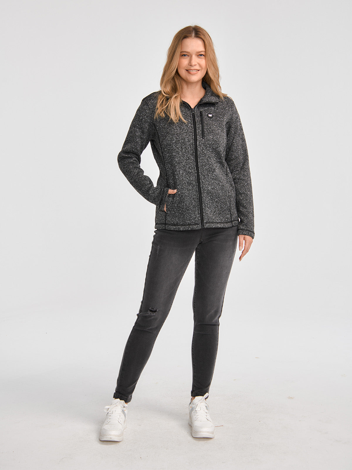 Polar Casual Mujer W SWEATER FLEECE FULL ZIP JACKET Gris CAT