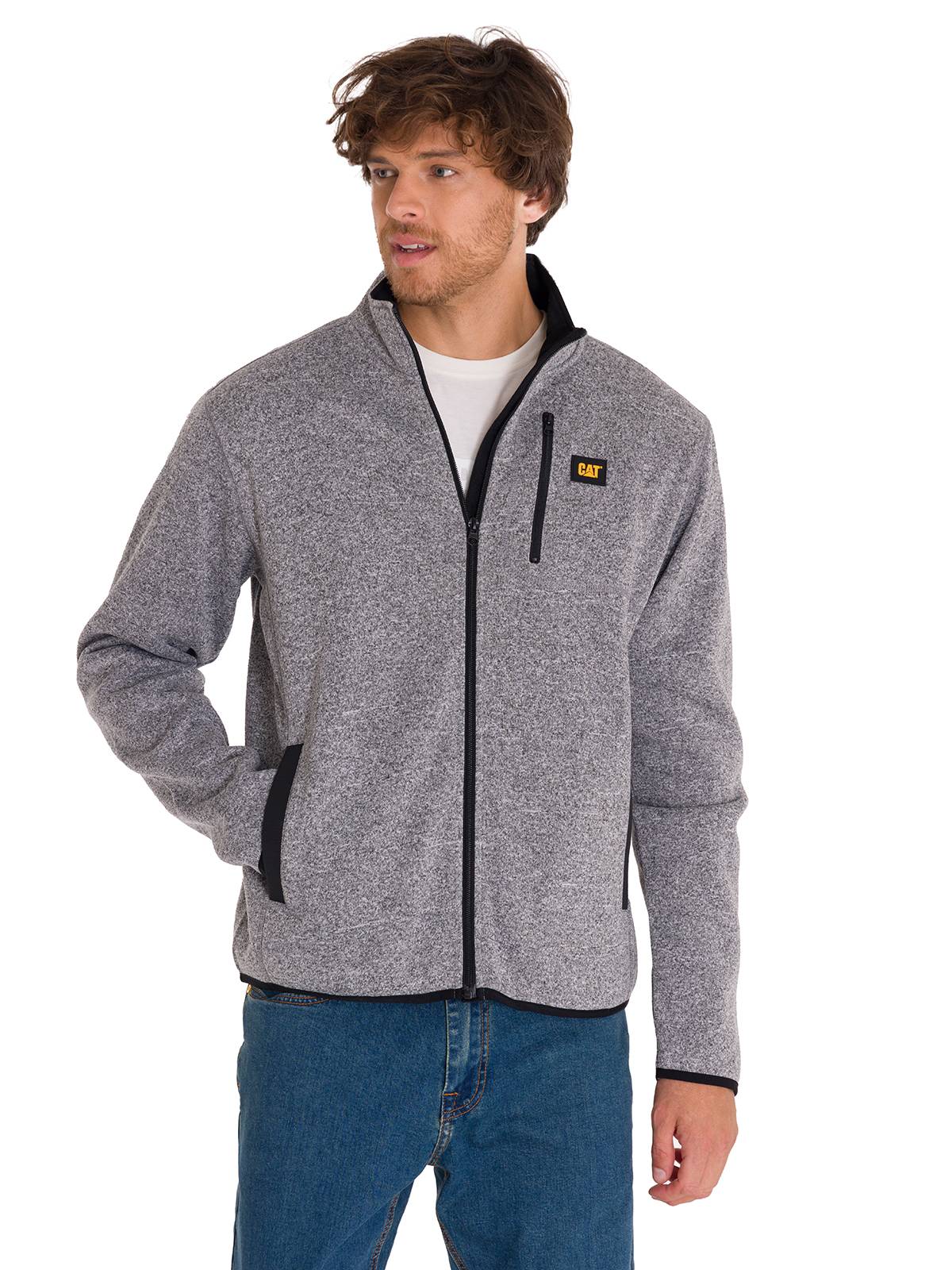 Polar Manga Larga Hombre Fleece Full Zip Gris Oscuro Cat